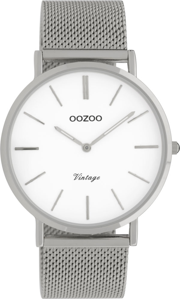 OOZOO Vintage Uhr Silber/Weiß 40mm